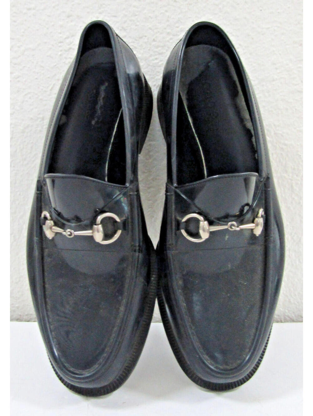 Gucci Rubber Black Loafers Silver Horsebit Gucci Size 10 US Size 10  1/2 - Picture 2 of 12